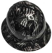 Load image into Gallery viewer, Custom Hydro Dipped Hard Hat White Negative American Flags Ridgeline Full Brim