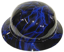 Load image into Gallery viewer, Hydro Dipped Hard Hat Ridgeline Full Brim Custom Blue Lightning