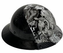 Load image into Gallery viewer, Custom Hydro Dipped Black and White Naughty Boy Lift DAX Fifty 50 Carbon Fiber HDF50C-19WC Full Brim Hard Hat