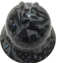Load image into Gallery viewer, Hydro Dipped Hard Hat MSA V-Gard Full Brim Custom Gray Midnight American Flags