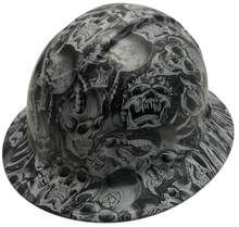 Load image into Gallery viewer, Custom Hydro Dipped Hard Hat White Demented Skulls Full Brim Ridgeline
