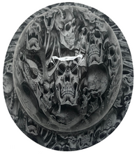 Load image into Gallery viewer, Custom Hydro Dipped Hard Hat White Demented Skulls Full Brim Ridgeline