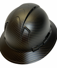 Load image into Gallery viewer, Custom Hydro Dipped Gold Carbon Fiber Ridgeline Full Brim Vented Hard Hat