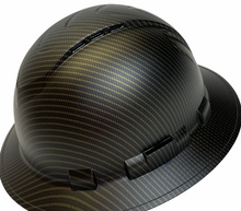 Load image into Gallery viewer, Custom Hydro Dipped Gold Carbon Fiber Ridgeline Full Brim Vented Hard Hat