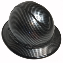 Load image into Gallery viewer, Custom Hard Hat True Weave Carbon Fiber Hydro Dipped with Black EdgeGard Full Brim Ridgeline