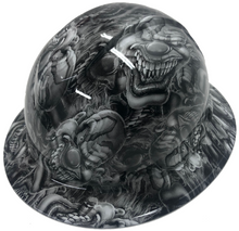 Load image into Gallery viewer, Custom Hydro Dipped Hard Hat White Boss Skulls Full Brim Ridgeline