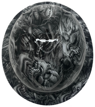 Load image into Gallery viewer, Custom Hydro Dipped Hard Hat White Boss Skulls Full Brim Ridgeline