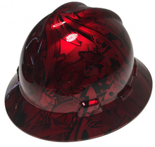 Load image into Gallery viewer, Custom Hard Hat MSA V-Gard Full Brim Kandy Red Graffiti