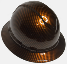 Load image into Gallery viewer, Custom Hard Hat Copper Kandy Carbon Fiber Hydro Dipped Full Brim Ridgeline