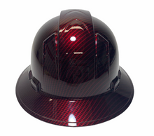 Load image into Gallery viewer, Custom Hard Hat Red Kandy Carbon Fiber Hydro Dipped Full Brim Ridgeline
