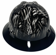 Load image into Gallery viewer, Custom Hard Hat Hydro Dipped Negative Flags with Black Brim MSA V-Gard Full Brim