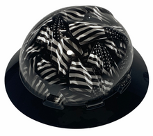 Load image into Gallery viewer, Custom Hard Hat Hydro Dipped Negative Flags with Black Brim MSA V-Gard Full Brim