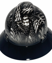 Load image into Gallery viewer, Custom Hard Hat Hydro Dipped Negative Flags with Black Brim MSA V-Gard Full Brim
