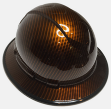 Load image into Gallery viewer, Custom Hydro Dipped Carbon Fiber Kandy Orange Translucent Hard Hat Ridgeline Full Brim with Black EdgeGard