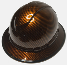 Load image into Gallery viewer, Custom Hydro Dipped Carbon Fiber Kandy Orange Translucent Hard Hat Ridgeline Full Brim with Black EdgeGard