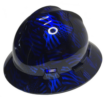 Load image into Gallery viewer, Custom Hydro Dipped Kandy Blue Negative American Flags MSA V-Gard Full Brim
