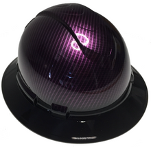 Load image into Gallery viewer, Custom Hard Hat Purple Kandy Carbon Fiber Dipped with Black Brim Full Brim Ridgeline