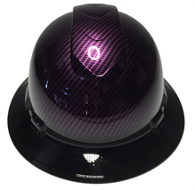 Load image into Gallery viewer, Custom Hard Hat Purple Kandy Carbon Fiber Dipped with Black Brim Full Brim Ridgeline