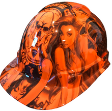 Load image into Gallery viewer, Custom Hard Hat Hi Vis Orange Wonder Woman Cap Style Ridgeline