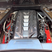 Load image into Gallery viewer, Custom Hydro Dipped 2020+ Corvette Engine Cover Carbon Fiber with Carbon Fiber Letters