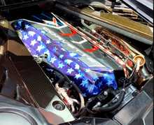 Load image into Gallery viewer, Custom Hydro Dipped 2020+ Corvette Engine Cover Stars and Stripes With Corvette Red letters