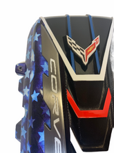 Load image into Gallery viewer, Custom Hydro Dipped 2020+ Corvette Engine Cover Stars and Stripes With Corvette Red letters
