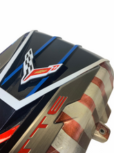Load image into Gallery viewer, Custom Hydro Dipped 2020+ Corvette Engine Cover Stars and Stripes With Corvette Red letters
