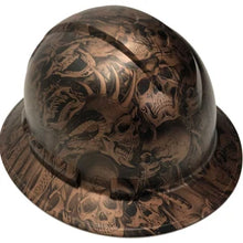 Load image into Gallery viewer, Custom Hard Hat Ridgeline Full Brim Copper Metallic Demented Skulls