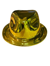 Load image into Gallery viewer, Custom Chrome Gold Fedora Mikes Pro Lid novelty helmet
