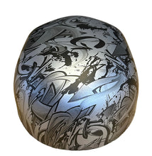 Load image into Gallery viewer, Custom Metallic Silver Hydro dipped Graffiti 2.0 Mikes Pro Lid novelty helmet
