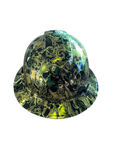 Load image into Gallery viewer, Custom Hydro Dipped Ridgeline Full Brim  Gold Chrome Filigree Skulls
