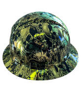 Load image into Gallery viewer, Custom Hydro Dipped Ridgeline Full Brim  Gold Chrome Filigree Skulls
