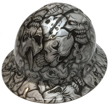 Load image into Gallery viewer, Custom Hard Hat Pearl White Insanity Skulls Full Brim Ridgeline

