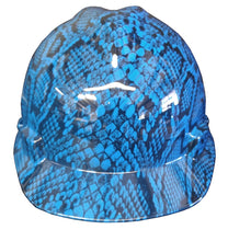 Load image into Gallery viewer, Hard Hat MSA V-Gard Cap Style Custom Blue Snake Skin

