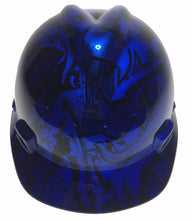 Load image into Gallery viewer, Custom hydro Dipped Hard Hat Blue Kandy Graffiti MSA VGard Cap Style
