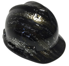 Load image into Gallery viewer, Custom Hard Hat MSA V-Gard Cap Style Hydro Dipped Gold Carbon Fiber Marble Splash
