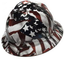 Load image into Gallery viewer, Custom Hard Hat American Flag MSA 500 Series V-Gard Full Brim 6 Point Harness
