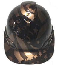 Load image into Gallery viewer, Custom Hydro Dipped Hard Hat Copper Metallic Midnight American Flag Ridgeline Cap Style

