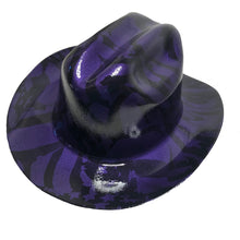 Load image into Gallery viewer, Custom Hydro Dipped Western Outlaw Hard Hat Plum Crazy Purple Midnight American Flags Cowboy Hat
