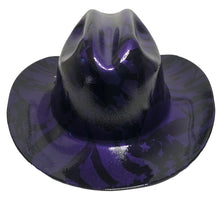 Load image into Gallery viewer, Custom Hydro Dipped Western Outlaw Hard Hat Plum Crazy Purple Midnight American Flags Cowboy Hat
