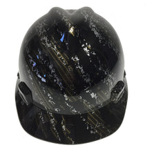 Load image into Gallery viewer, Custom Hard Hat MSA V-Gard Cap Style Hydro Dipped Gold Carbon Fiber Marble Splash
