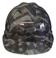 Load image into Gallery viewer, Hard Hat MSA V-Gard Cap Style Custom Gray Midnight American Flags
