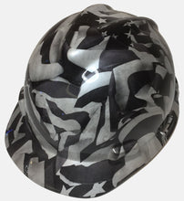 Load image into Gallery viewer, Custom Hard Hat Pearl White Midnight American Flags Hydro Dipped MSA VGard Cap Style
