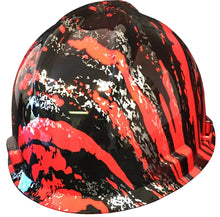 Load image into Gallery viewer, Hard Hat MSA V-Gard Cap Style Custom Red Marble Splash Hydro Dipped
