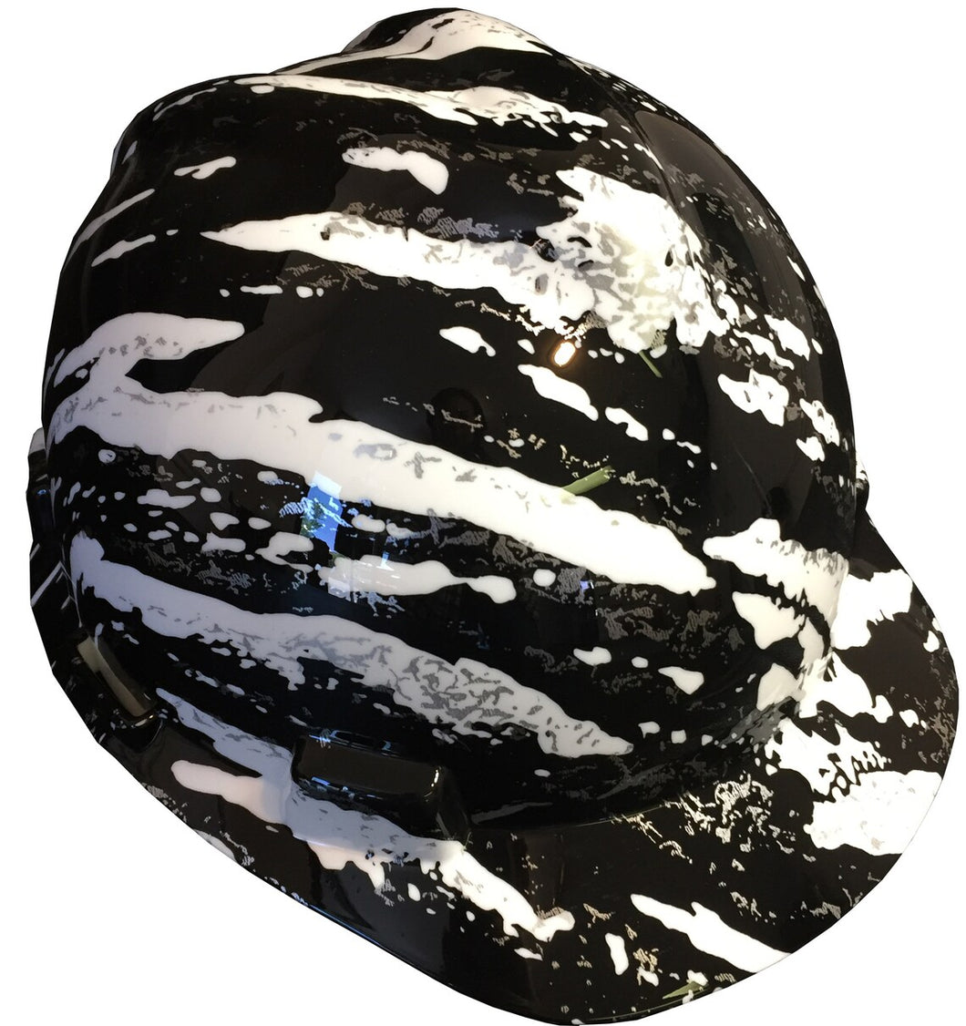 Hard Hat MSA V-Gard Cap Style Custom Hydro Dipped White Marble Splash
