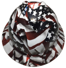 Load image into Gallery viewer, Custom Hard Hat American Flag MSA 500 Series V-Gard Full Brim 6 Point Harness
