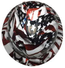 Load image into Gallery viewer, Custom Hard Hat American Flag MSA 500 Series V-Gard Full Brim 6 Point Harness
