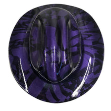 Load image into Gallery viewer, Custom Hydro Dipped Western Outlaw Hard Hat Plum Crazy Purple Midnight American Flags Cowboy Hat

