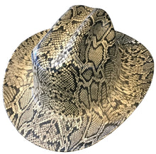 Load image into Gallery viewer, Custom Hydro Dipped Western Outlaw Hard Hat Tan Snakeskin Cowboy Hat
