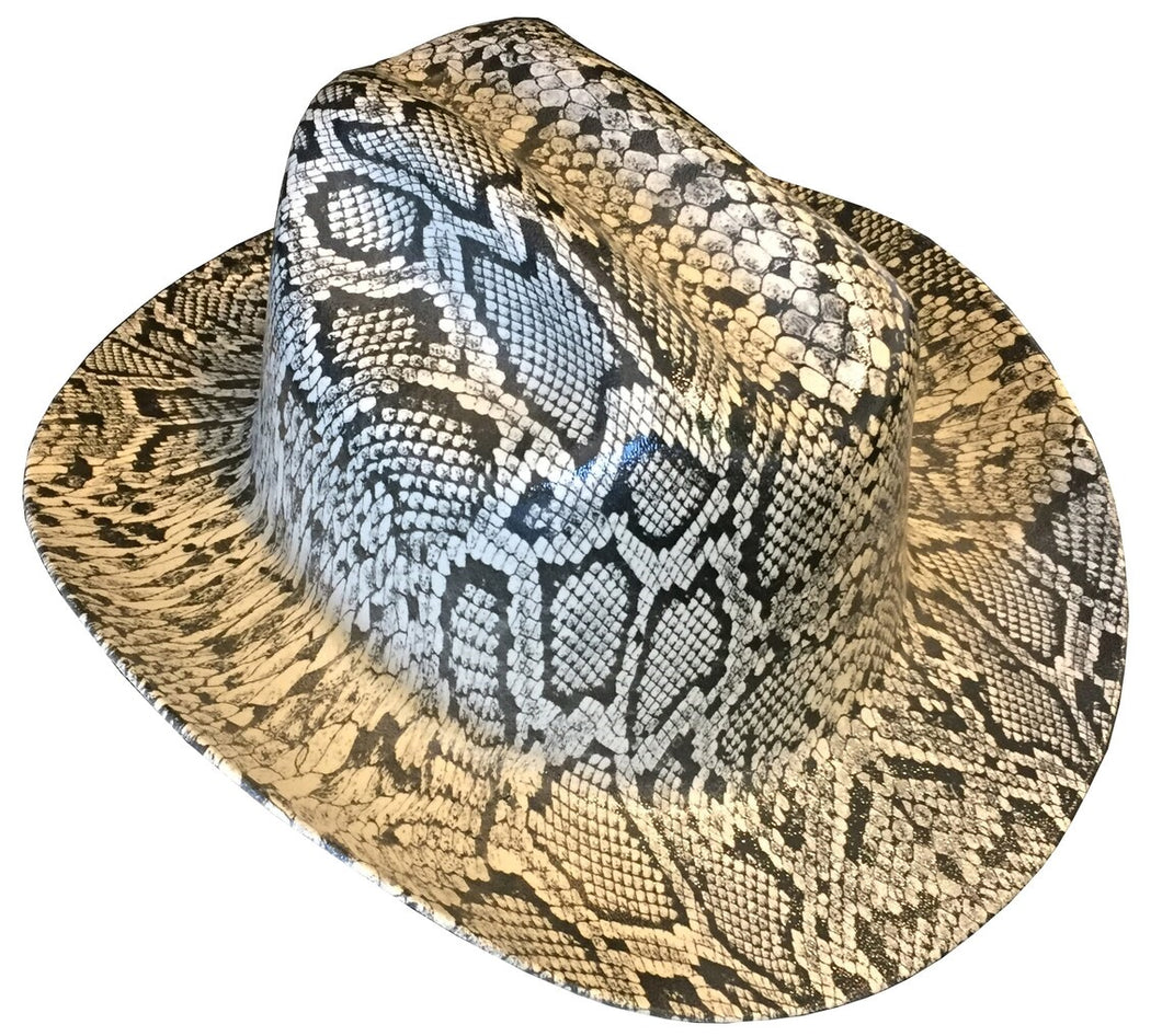 Custom Hydro Dipped Western Outlaw Hard Hat Tan Snakeskin Cowboy Hat